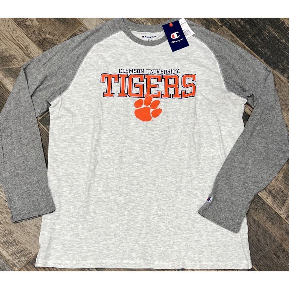 New Champion Clemson Tigers Long Sleeve Raglan Baseball T-Shirt Cotton Blend XXL